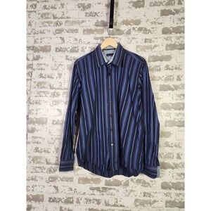 7 Diamonds Shirt Mens 2XL Blue Striped Casual Button Up Long Sleeve